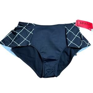 NWT Spanx Black & White Checkered UPF 50+ Swimsuit Bikini Bottoms Size 8